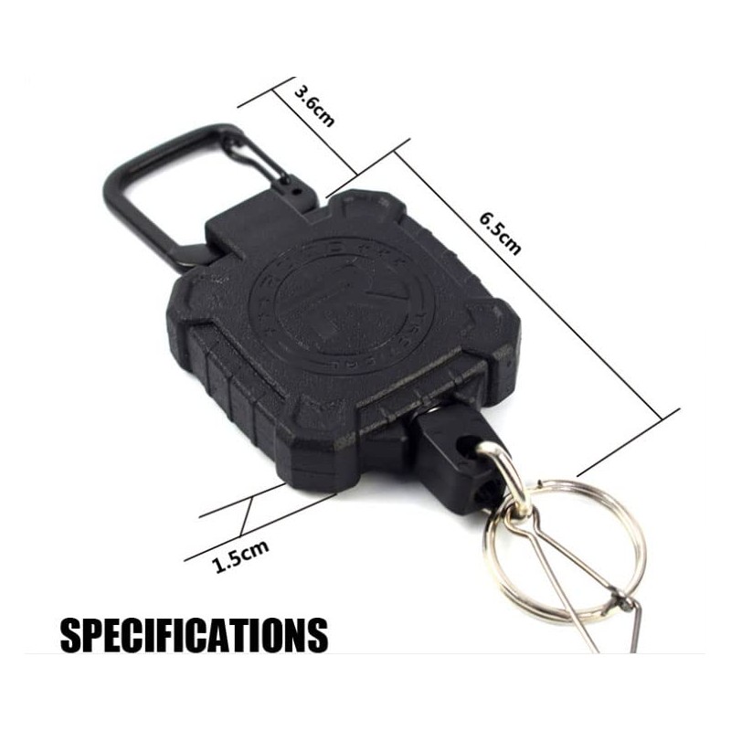 Barone Strongest Telescopic Reel Chain with Carabiner Clip Belt Clip