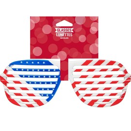 Party Central Stars and Stripes Patriotic Eyeglasses - 5.75" - Red and Blue - Club Pack of 12
