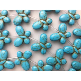 Blue Howlite Turquoise Butterfly Shape Beads 15x20mm 15.5" StrandL8