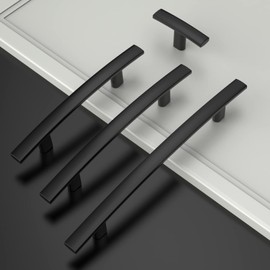 Amerdeco 10 Pack Matte Black Cabinet Pulls 5 Inch(128mm) Hole Center Cabinet Hardware Kitchen Cabinet Handles for Bathroom Drawer Pulls Dresser Pulls ZH0003