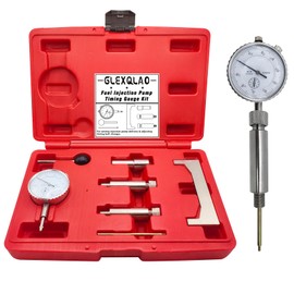 GLEXQLAO Fuel Injection Pump Timing Gauge Kit, 7 Pcs Static Adjustment Adapter Tool Set, 0-10mm Fuel Injection Pump Dial Indicator for Engines