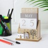 SiL Interiors Wooden Perpetual Calendar Desktop Eternal Calendar Blocks -