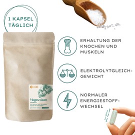 Natural magnesium - 360 capsules high dose / 400 mg elemental magnesium per capsules / High quality obtained from natural sea salt / Vegan, certified & sustainable