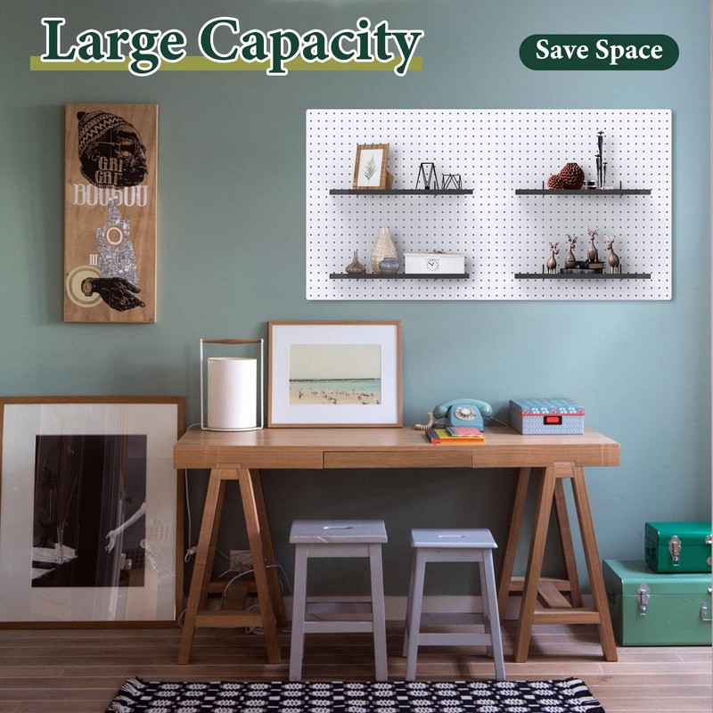 PEKGRIL 17X8 Inch Large Pegboard Shelves Set of 4, Metal