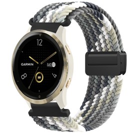 18mm Braided Nylon Bands for Garmin Venu 3S / Venu 2S / Vivoactive 4S / Vivomove 3S / Forerunner 265s Watch Bands, Quick Release Braided Stretchy Nylon Replacement Wristband Strap for Garmin Forerunner 255s/265s Bands Women Men (Chocolate)