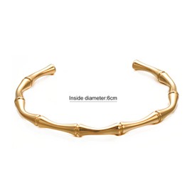 vissen Bamboo Bracelets Stainless Steel Gold Cuff Bracelet For Women Gold Plated Jewelry Cuff Bangle