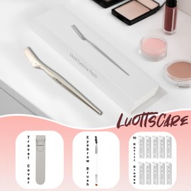 LuottsCare Stainless Steel Eyebrow Razor - Face Razors with Travel Cover & 10 Refill Blades, Eyebrow Brush - Help Exfoliate and Smooth Skin for Eyebrow, Leg, BIKINI, Facial, Beard Remove - S