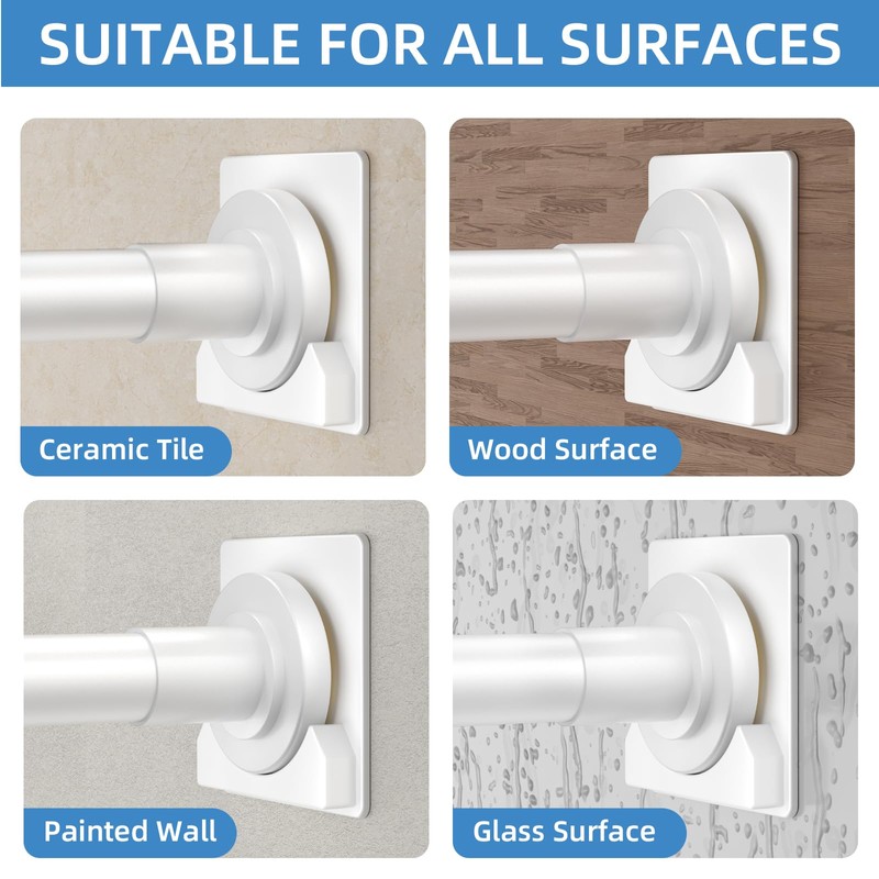 CorkLatta White Shower Curtain Rod,1 Inch Diameter Stainless Steel Adjustable