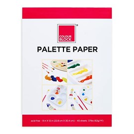COLOUR BLOCK Palette Paper 9x12 in, 40 Sheets, 15 Pound Pressed- Mess Free Paint Mixing Surface, Acid Free Art Supplies for Watercolor, Oil Paint and Acrylic Paint, Supplies for Arts and Crafts