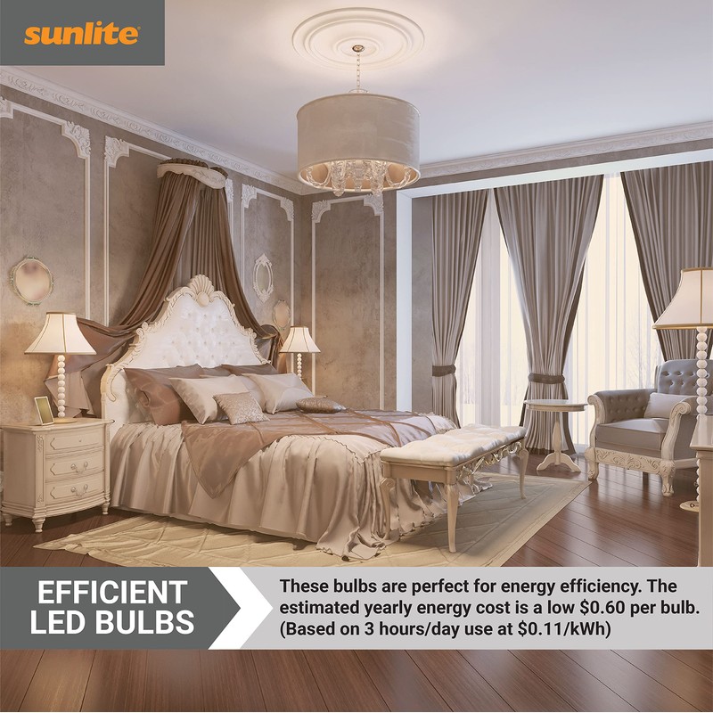 Sunlite 41611 LED B10 Clear Torpedo Tip Chandelier Light Bulb,