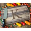 Initial K Engraved Dark Walnut Cutting Board for Luxury Kitchen