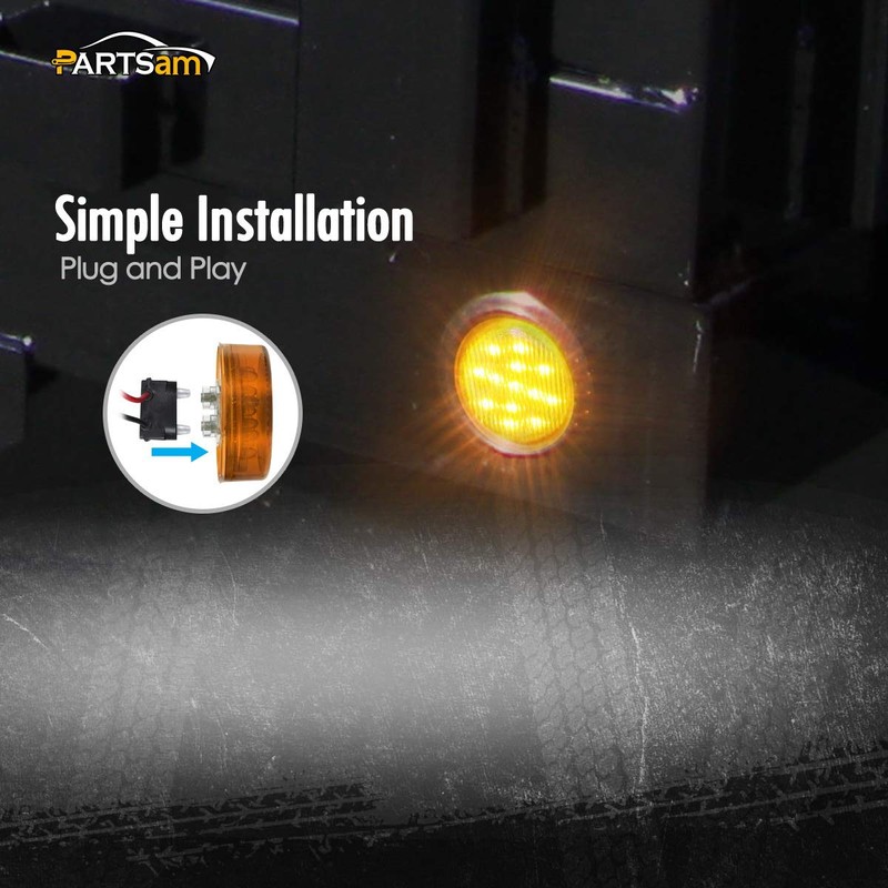 Partsam 10pcs 2.5" Round Amber Trailer 13LED Side Marker, 2.5