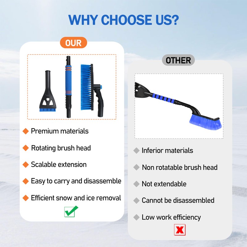 DIFFWELY 32'' Snow Brush and Ice Scraper for Car Windshield,