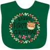 inktastic Baby's First Christmas with Reindeer Baby Bib Green 444af
