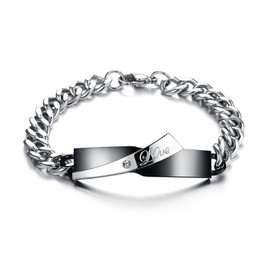 Kim Johanson Stainless Steel Couple Bracelets, Various Designs & Colours in Rose Gold, Gold & Silver, Friendship Bracelet, Jewellery Gift for Couples, Includes Jewellery Pouch, Stainless Steel, love