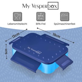 My Vesperbox – Mini Lite - Bento Box Kinder - Lunchbox - extrem robust – Brotdose – Brotbox ideal für Kindergarten und Schule (Deckel Blau/Körper Hellblau)
