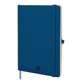 FINOCAM – Nexo Notebook Soft Cover Plain Navy Blue | A5 Notebook with Micro-Perforated Pages | Pocket and Pen Holder | 72 Pages, Ideal for Writing and Drawing