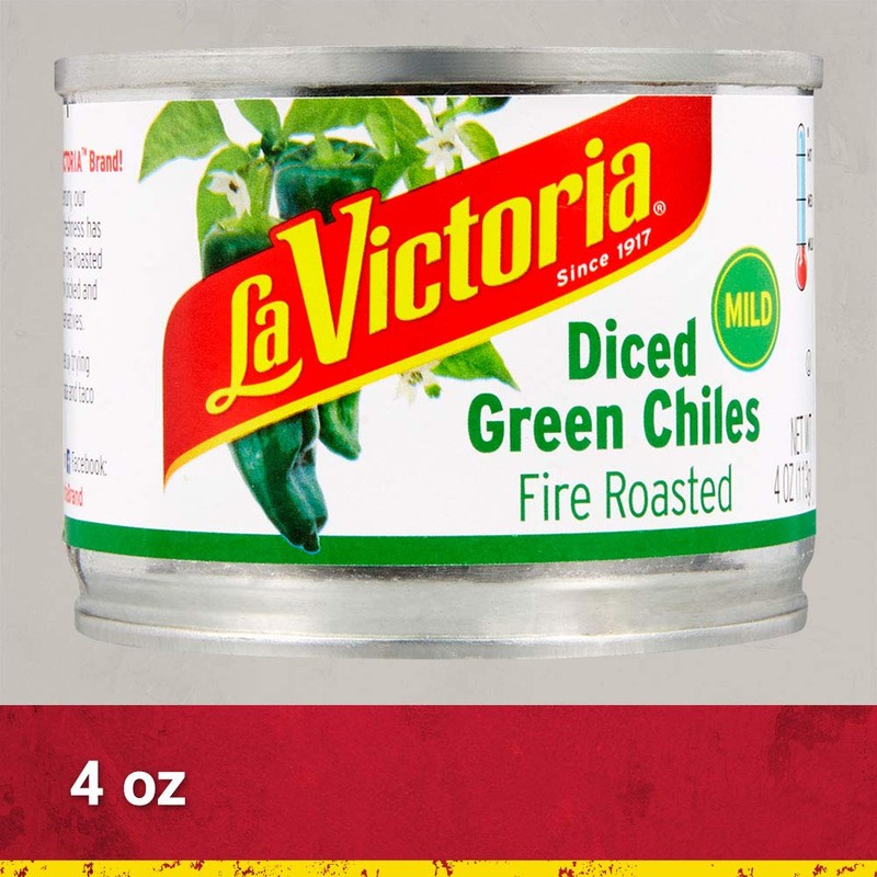 La Victoria Fire Roasted Diced Green Chiles Mild, 4 Ounce