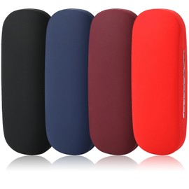 JANYUN Glasses Case Hard Case, Pack of 4 Glasses Case, Matt, Portable Glasses Case, Hard Shell Glasses Case for Men and Women