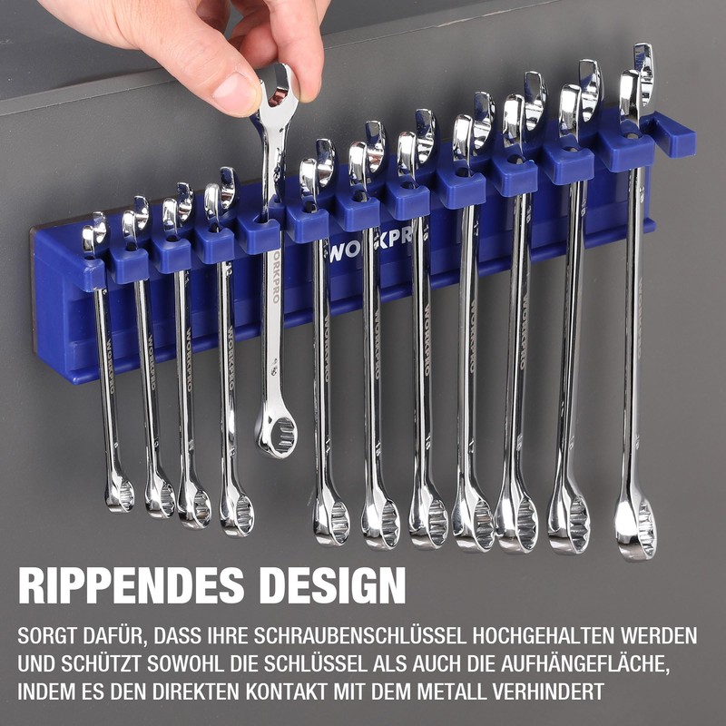 WORKPRO Magnetic Wrench Holder, Magnetic Hanger with 12 Slots for