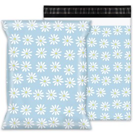 Whaline 100Pcs Poly Mailer 10 x 13 Inch Daisy Flower Mailing Bags Blue Floral Deliver Envelopes Waterproof Plastic Packaging Bags for Small Business Packing Moving