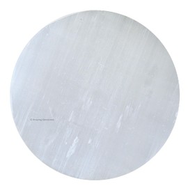 Selenite Crystal Charging Plate For Crystals And Healing Stones, 4" Selenite Crystal Plate Coaster For Home Office Table Decor (Selenite Round Disc)