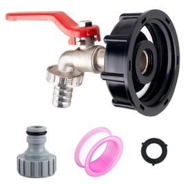 elthmpr IBC Outlet Tap IBC Adapter - IBC Tank Adapter IBC Tank Accessories 1000L Water Tank Tap Made of Alloy Ball Valve with 1/2 Inch Connection for S60 x 6 Tank Tap, Rainwater Tank IBC Tank Fitting