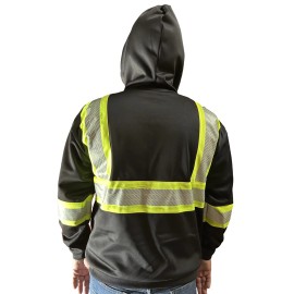 Tu Glow Long Sleeve Hooded Sweatshirt with zipper, Black Color - 2X