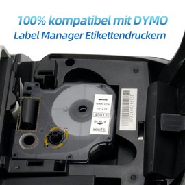 Compatible with Label Tape Replacement for DYMO D1 Label Tape 12 mm x 7 m 45013 1/2 Replacement for DYMO LabelManager 160 210D 260P 280 360D 420P 450D Label Printer Black on White, Pack of 4 (4)