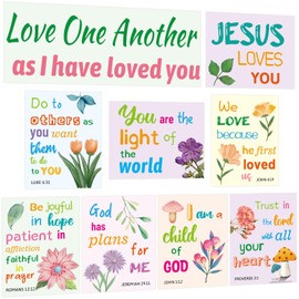 WorldBazaar Catholic Bible Posters for Classroom 81PCS Christian Bulletin Board Decorations Religous Nursery Sunday School Scripture Wall VBS Office School Classroom Decoration