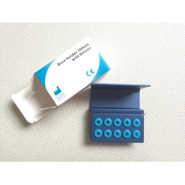 5pcs (Blue)10 Holes Dental FG RA Burs Holder Block Sterilizer Stand with Silicone