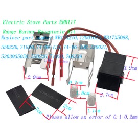 Emmui Electric Stove Parts ERR117 Range Burner Receptacle Kit For Whirlpool Kenmore Electric Stove Range Burner Replaces 74-06-132 74-06-190 6130-115 RR109 (1 sets)