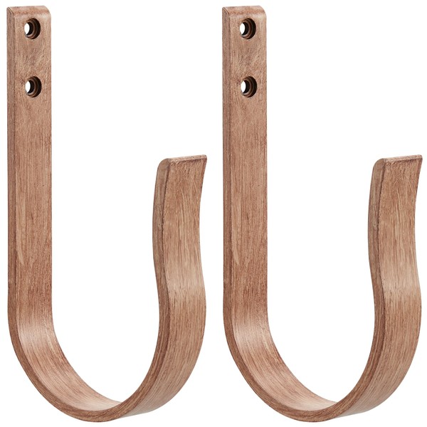 Mayrhyme Brown Wood Grain Curtain Holdbacks,Solid Aluminum Wall Mounted Curtain