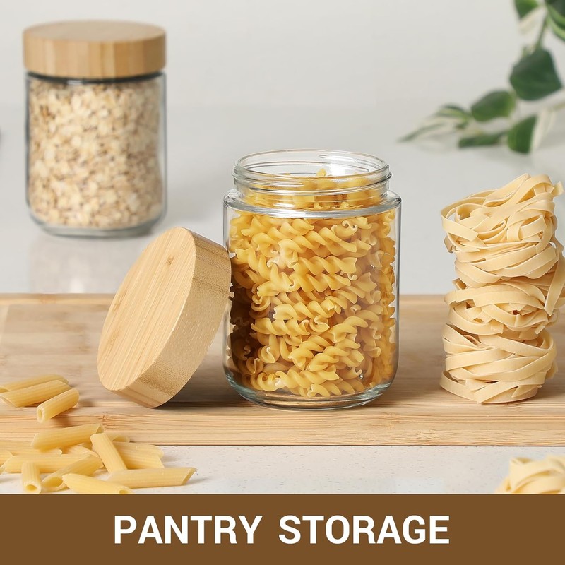 NETANY 4-pack 16oz Glass jars with Airtight Lids, Overnight Oats