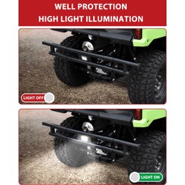 SAUTVS Rear Bumper with LED Light for Honda Pioneer 520 2021-2025, Black Steel Double-Tube Rear Brush Guard Protector with LED Accent Light for Honda Pioneer 520 Accessories