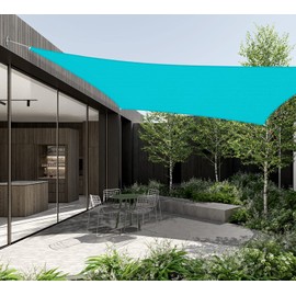 Windscreen4less 8'x12' Waterproof Sun Shade Sail Rectangle Shade Canopy Cover UV Block with Hardware Kit for Backyard Patio Deck Balcony Pergola Garden Outdoor (Turquoise)
