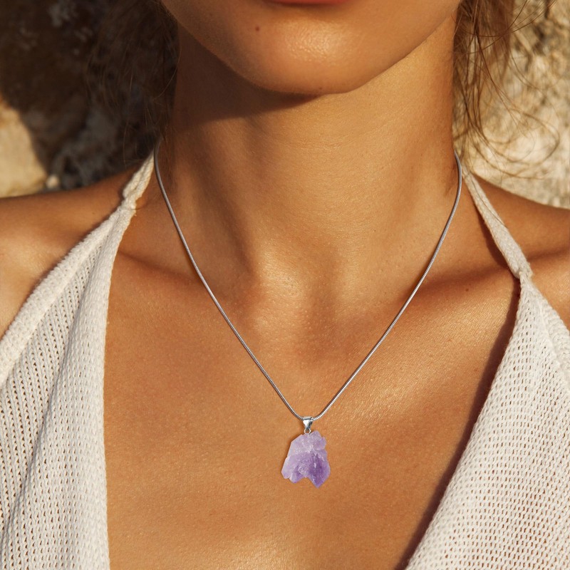 COAI Unisex Amethyst Pendant Necklace, amethyst, Amethyst