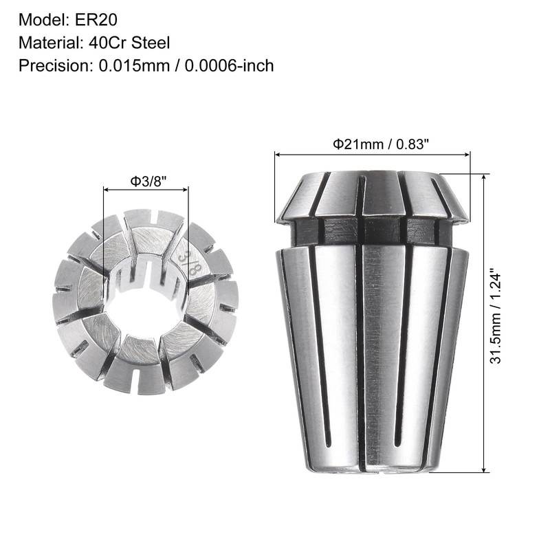 sourcing map ER20 Spring Collet, 3/8" Chuck for CNC Engraving