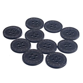 Mibo Buttons & Accessories 10pcs Sprayed Imitation Leather Button - 4 Hole - with Faux Stitching - 32L(20mm) - Black