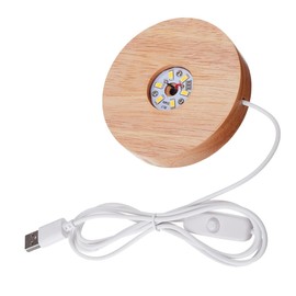 LED Wood Display Base USB Powered Cylinder Light Display Base Stand Wooden Crystal Lamp Display Stand for Crystals Sphere Display Base
