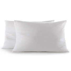 Cheer Collection Set of 2 Decorative White 12" x 20" Square Accent Throw Pillows and Insert for Couch Sofa Bed, Includes Zippered Cover
