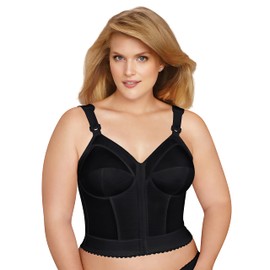 EXQUISITE FORM Women's Front Close Longline Bra 5107530, Black, 42DD