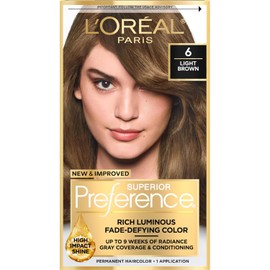 L'Oréal Paris Superior Preference Fade-Defying + Shine Permanent Hair Color, 6 Light Brown (1 Kit) Hair Dye