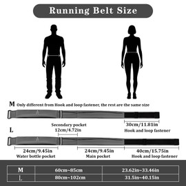Running Belt for Women & Men-Waterproof Running Bag Belts Fanny Pack with Water Bottle & Cooling towels-Adjustable Reflective Belt Waist Pack with 3 pocket for Jogging, Hiking (Grey, Medium)