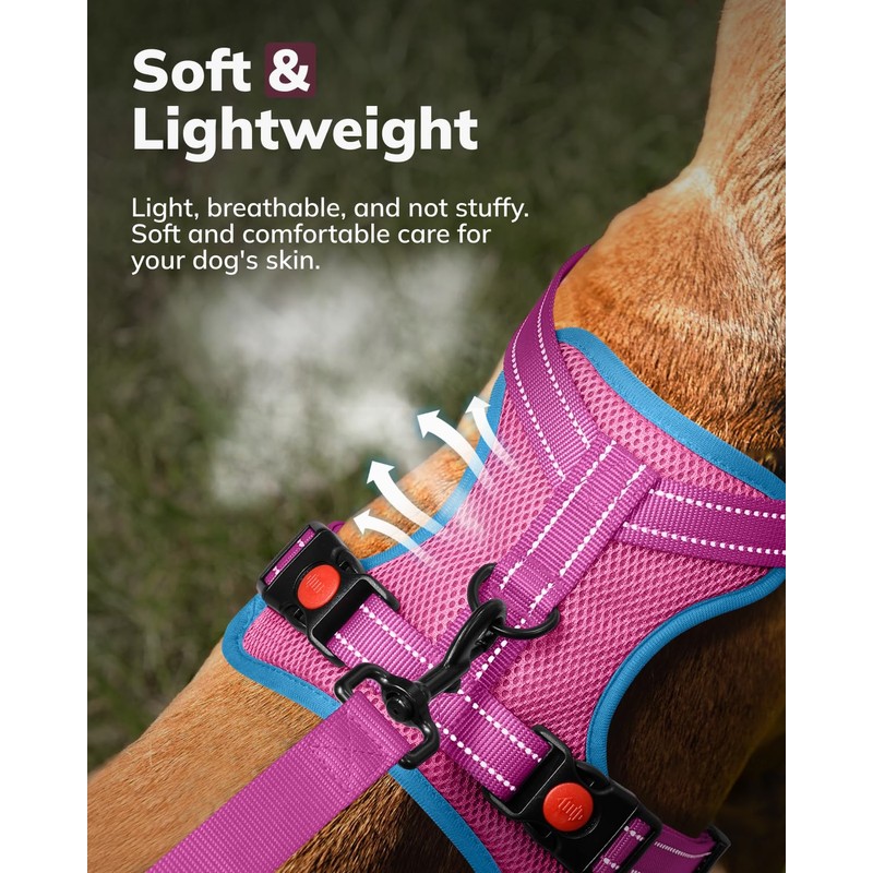 FAYOGOO Dog Harness Medium, No Pull Vest Harness with 2