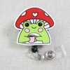Cute Mushroom Frog Badge Reel, Cute Frog ID Holder, Vintage