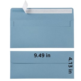 Wishop 50 Pack #10 Business Envelopes Self Seal 4x9 Standard Envelopes for Business, Invoices, Letter Mailing, 4 1/8 x 9 1/2 Inches (Dusty-Blue, 4.13 x 9.49)