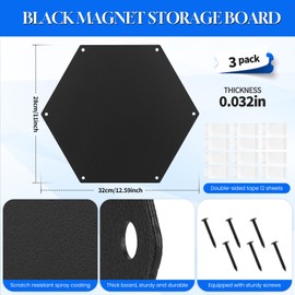 3-Pack Magnetic Board for Wall for Magnets -12.6" Heavy-Duty Metal Magnet Board, Ideal for Travel Souvenir Magnets, Art Collections & Craft Projects in Home Offices, Hobby Rooms