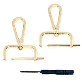 NIIIYTYB 2Pcs Snap Hook Swivel Clasp Set 1.5 Inch Detachable Carabiner Hooks with Screwdriver D Ring Keychain Clips Bag Strap Hardware for Purses Crossbody Bags Key Fobs Pet Collars(Gold)