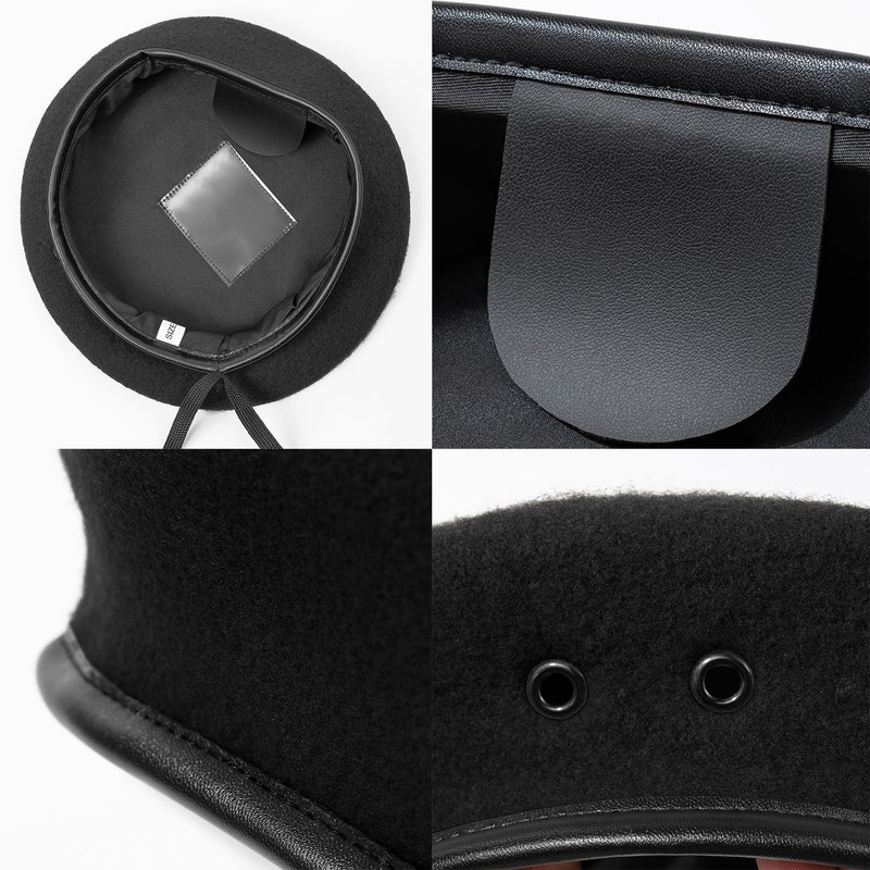 Gajaous British Military Berets for Men and Women,Wool and Leather